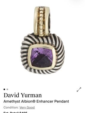 David Yurman Two-Tone Amethyst Albion Enhancer Pendant